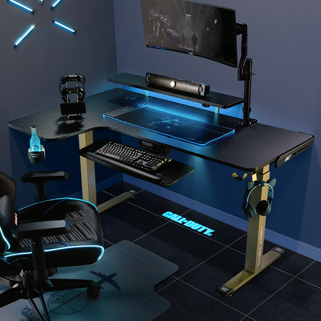 GAMING DESK Call of Duty Precision Eureka Ergonomic Desk Scene Blue LED Light Carousel 3 36245.1654824905